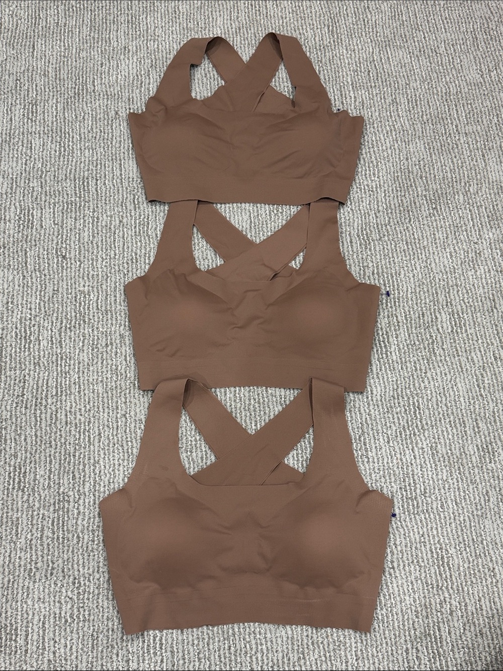 Three! Seamless Crisscross Back Bralette - Brown